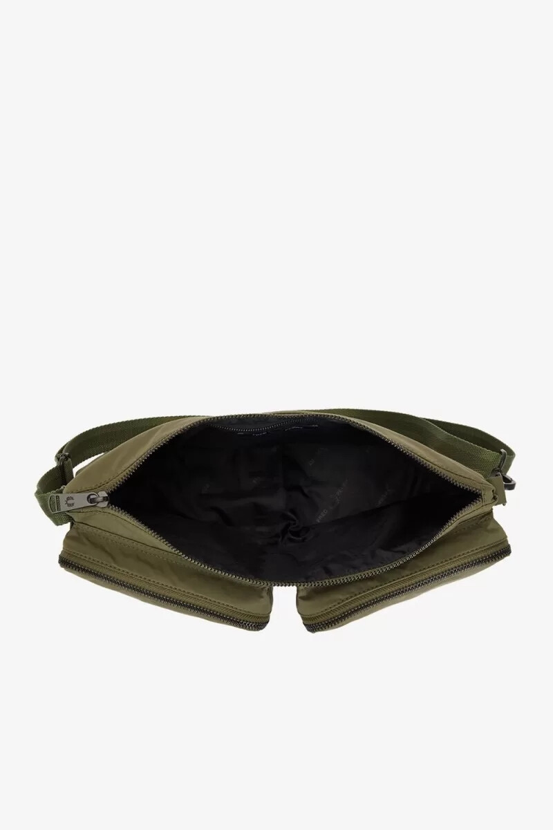 bolsos fred perry de nailon con bolsillos laterales para hombre color verde uniforme y gris cálido