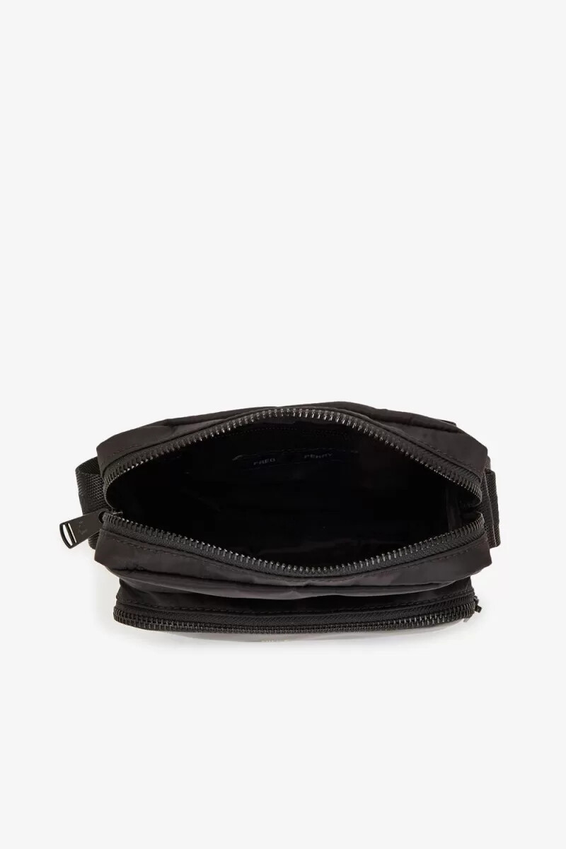bolsos laterales de piel y sarga de nailon fred perry para hombre color negro y dorado