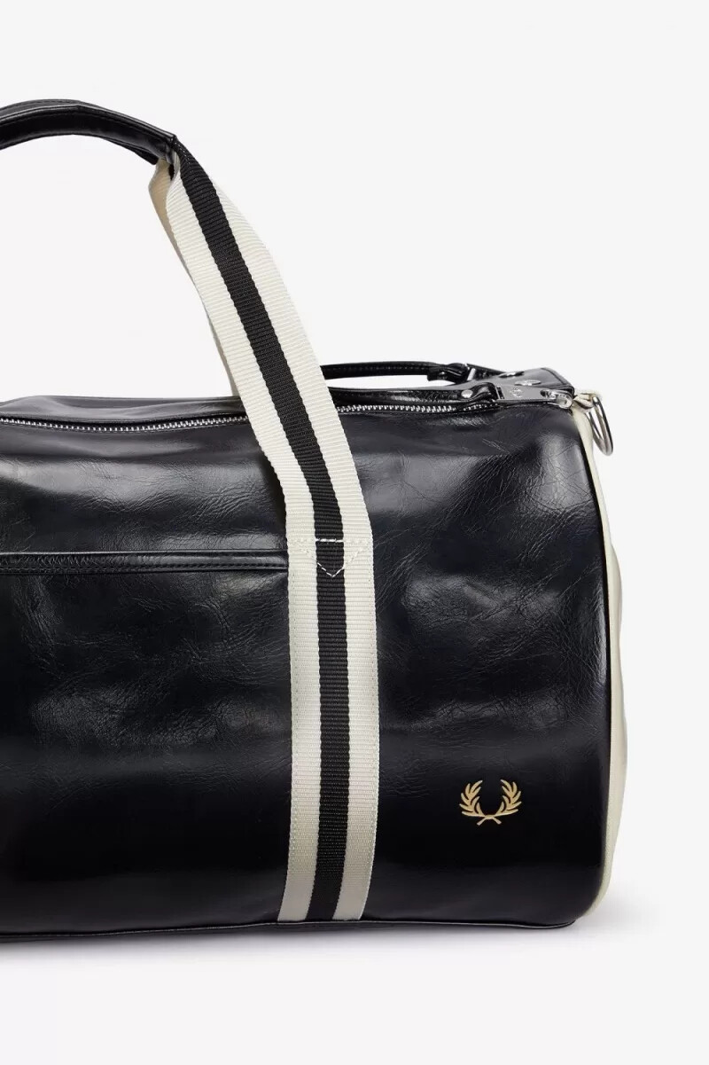 bolsos fred perry classic barrel para mujer color negro y beige