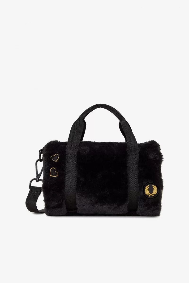 bolso fred perry mini barrel para mujer color negro