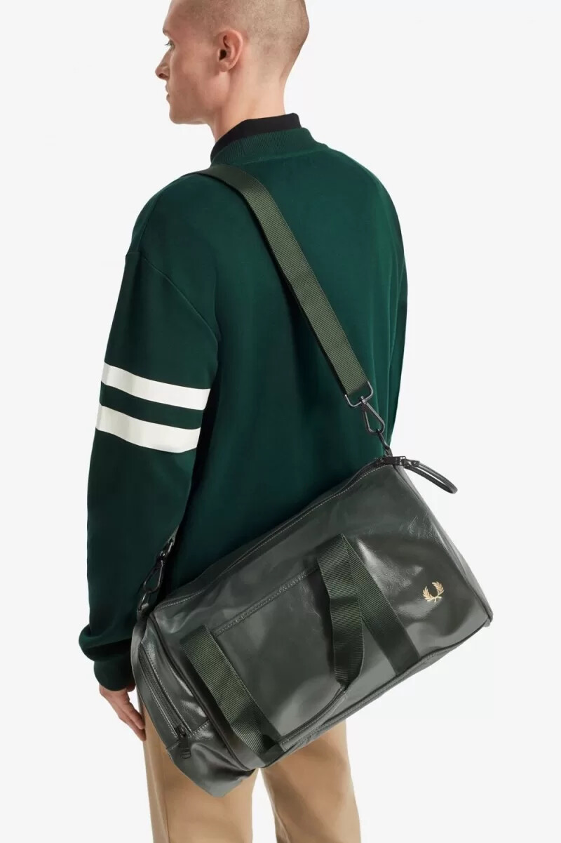 bolso fred perry tonal barrel para mujer verde oscuro