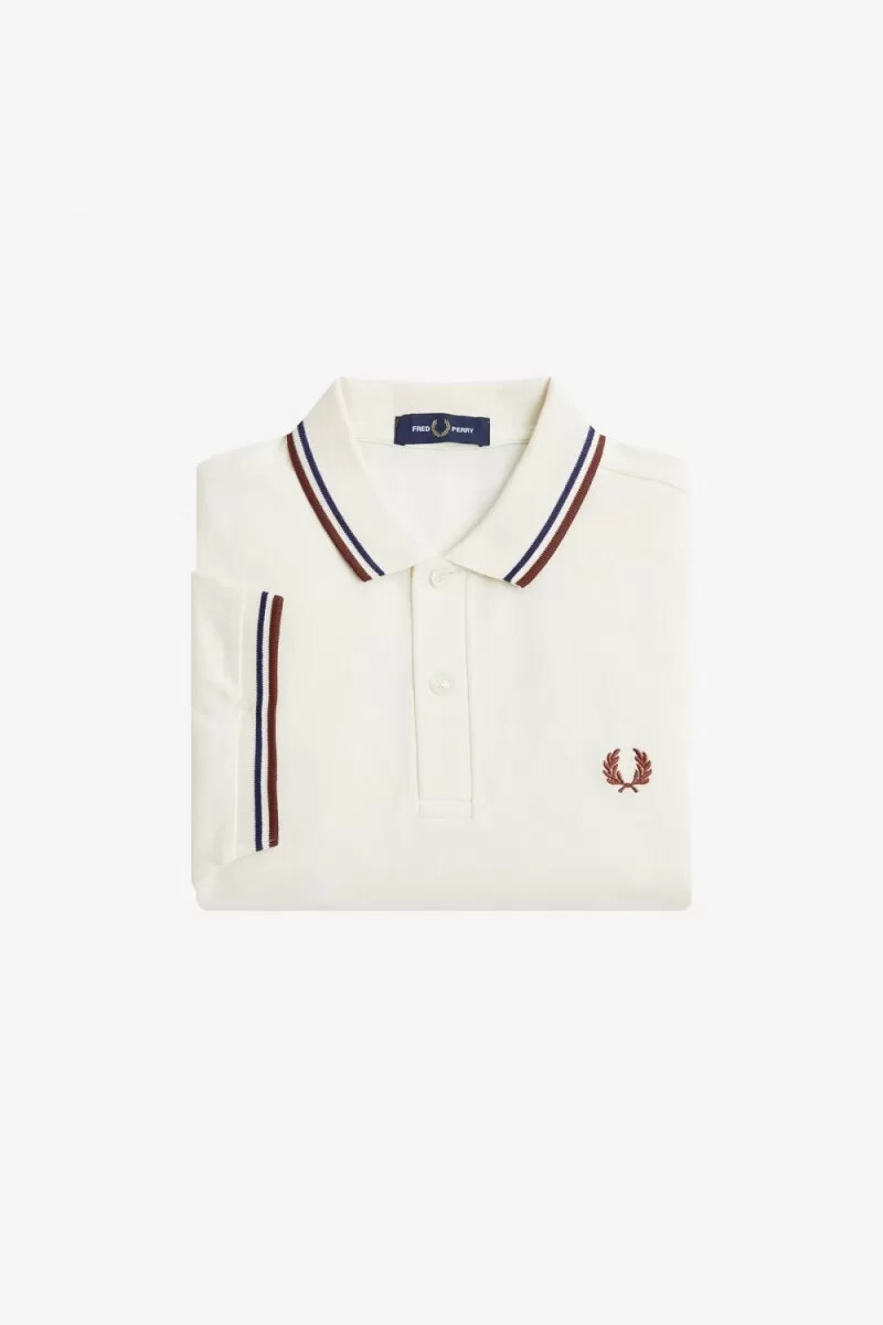 camisa fred perry m3600 para hombre color beige azul marino francés marrón whisky