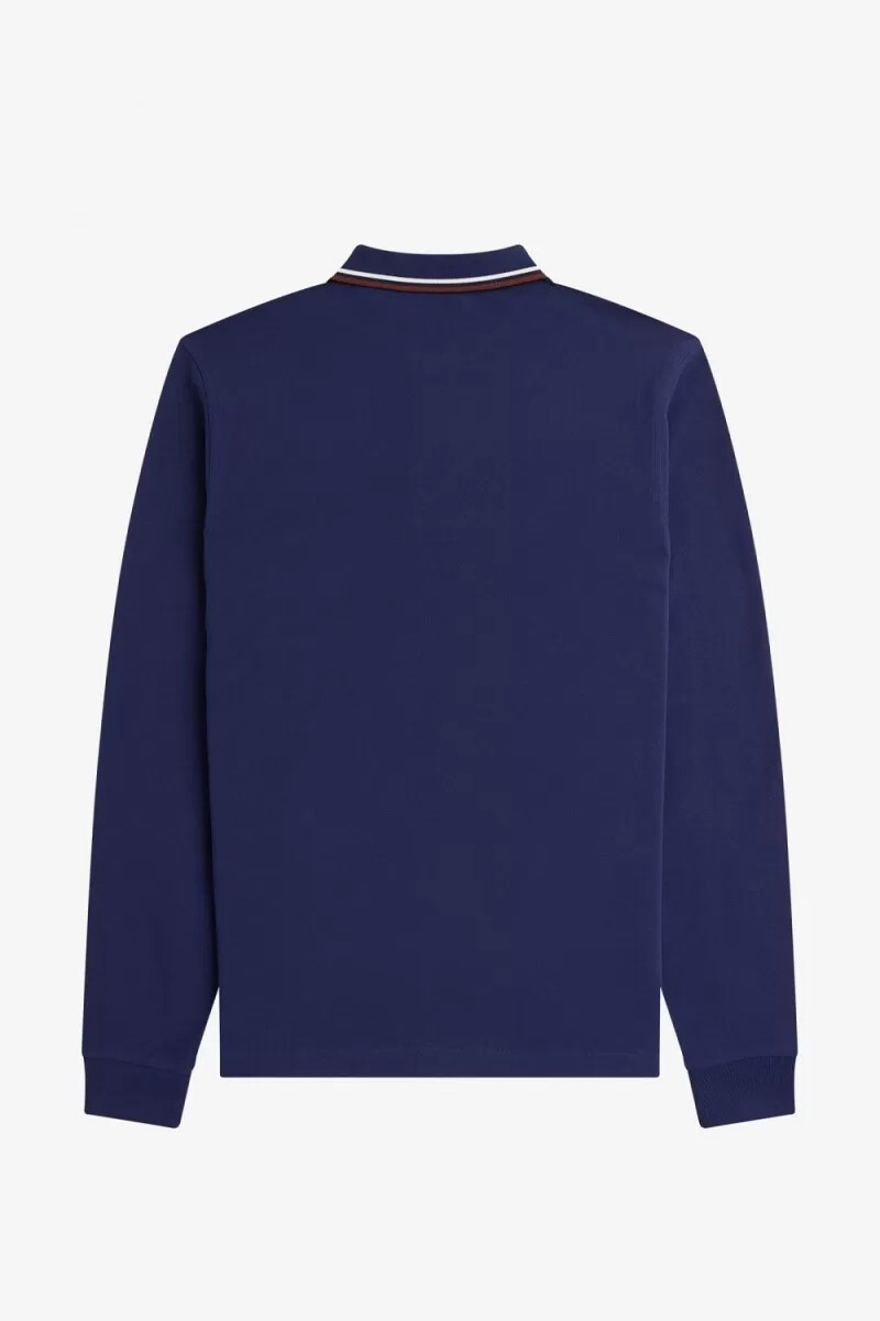camisa fred perry m3636 para hombre color azul marino beige y marrón whisky