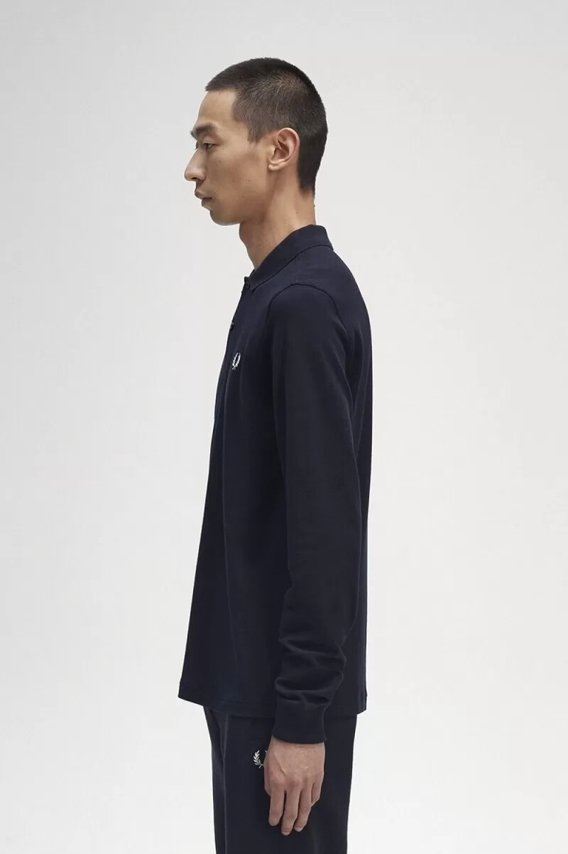 camisa fred perry m6006 para hombre azul marino y blanco