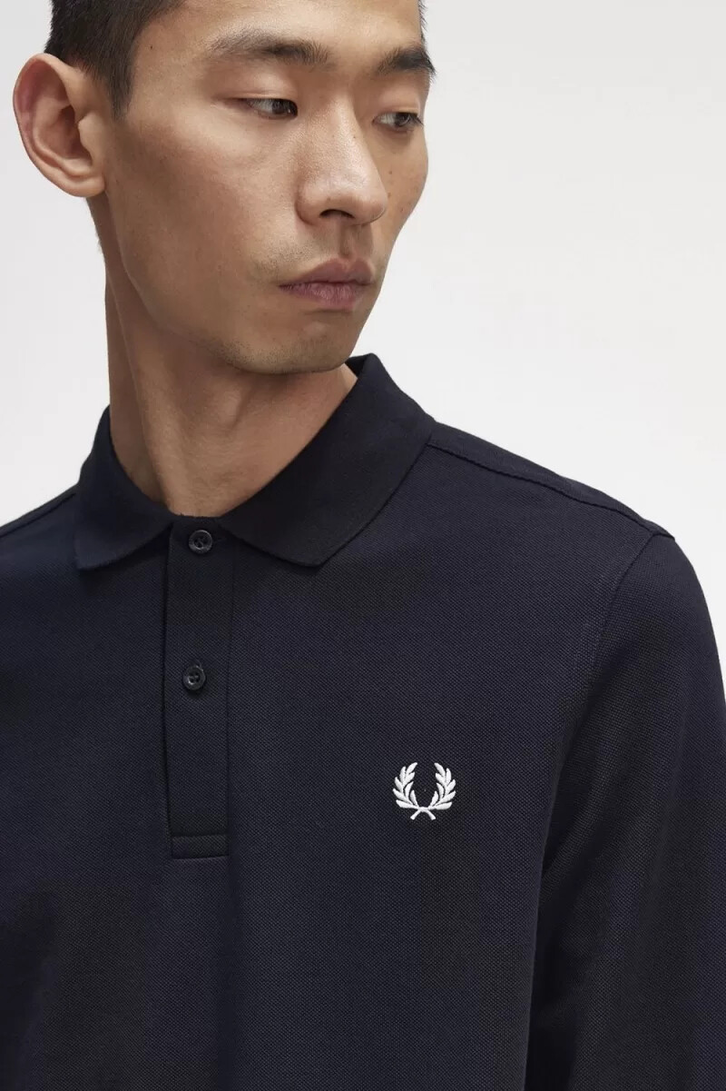 camisa fred perry m6006 para hombre azul marino y blanco