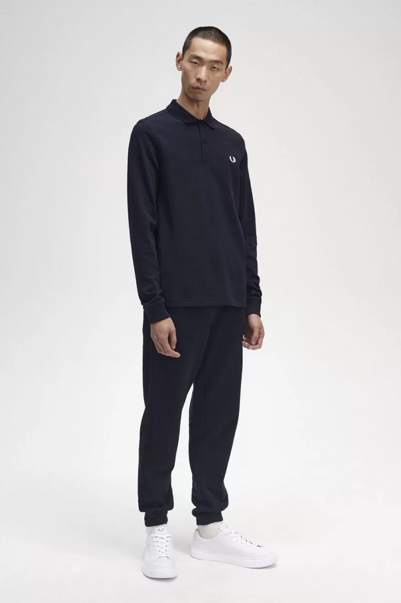 camisa fred perry m6006 para hombre azul marino y blanco