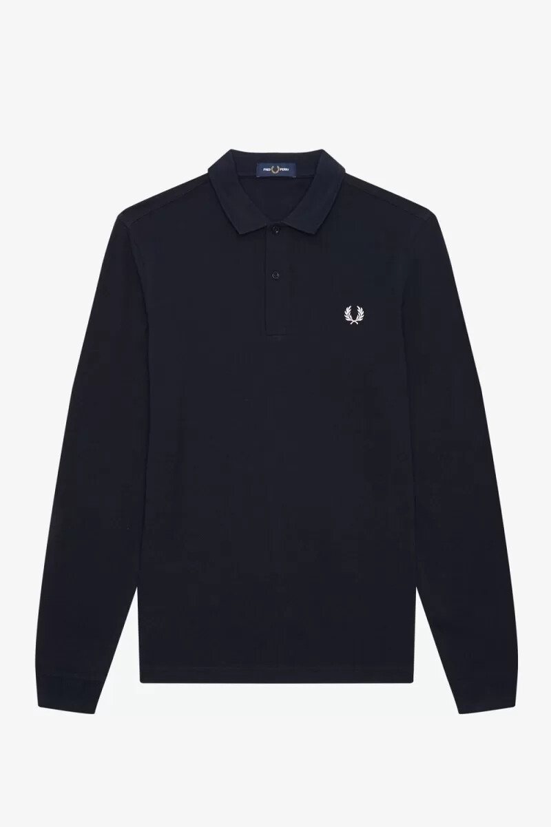 camisa fred perry m6006 para hombre azul marino y blanco