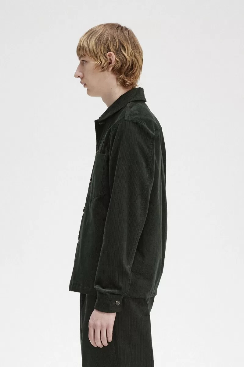 camisa fred perry waffle cord para hombre verde noche