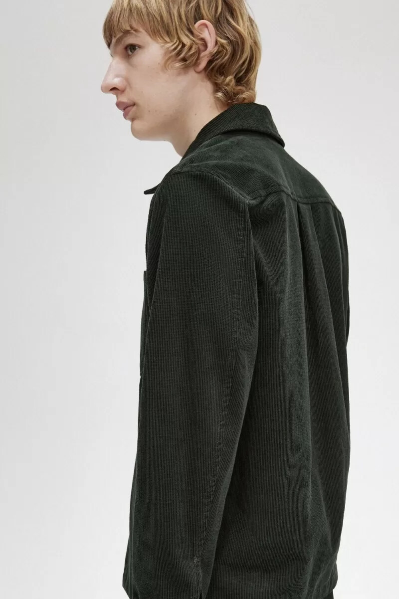 camisa fred perry waffle cord para hombre verde noche