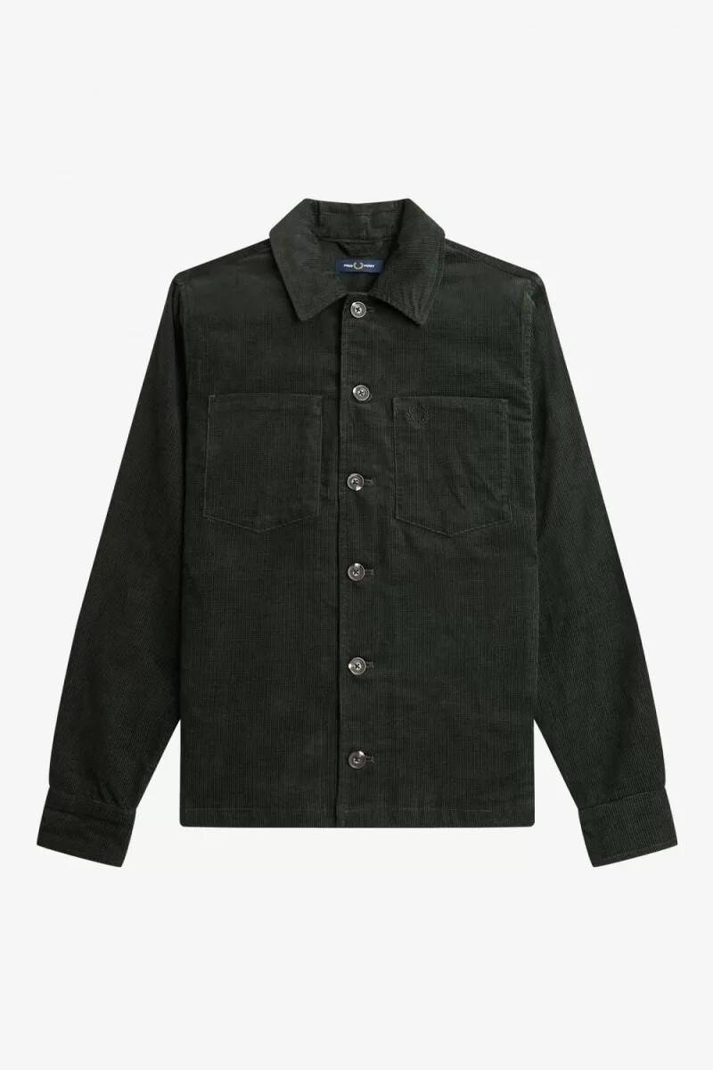 camisa fred perry waffle cord para hombre verde noche