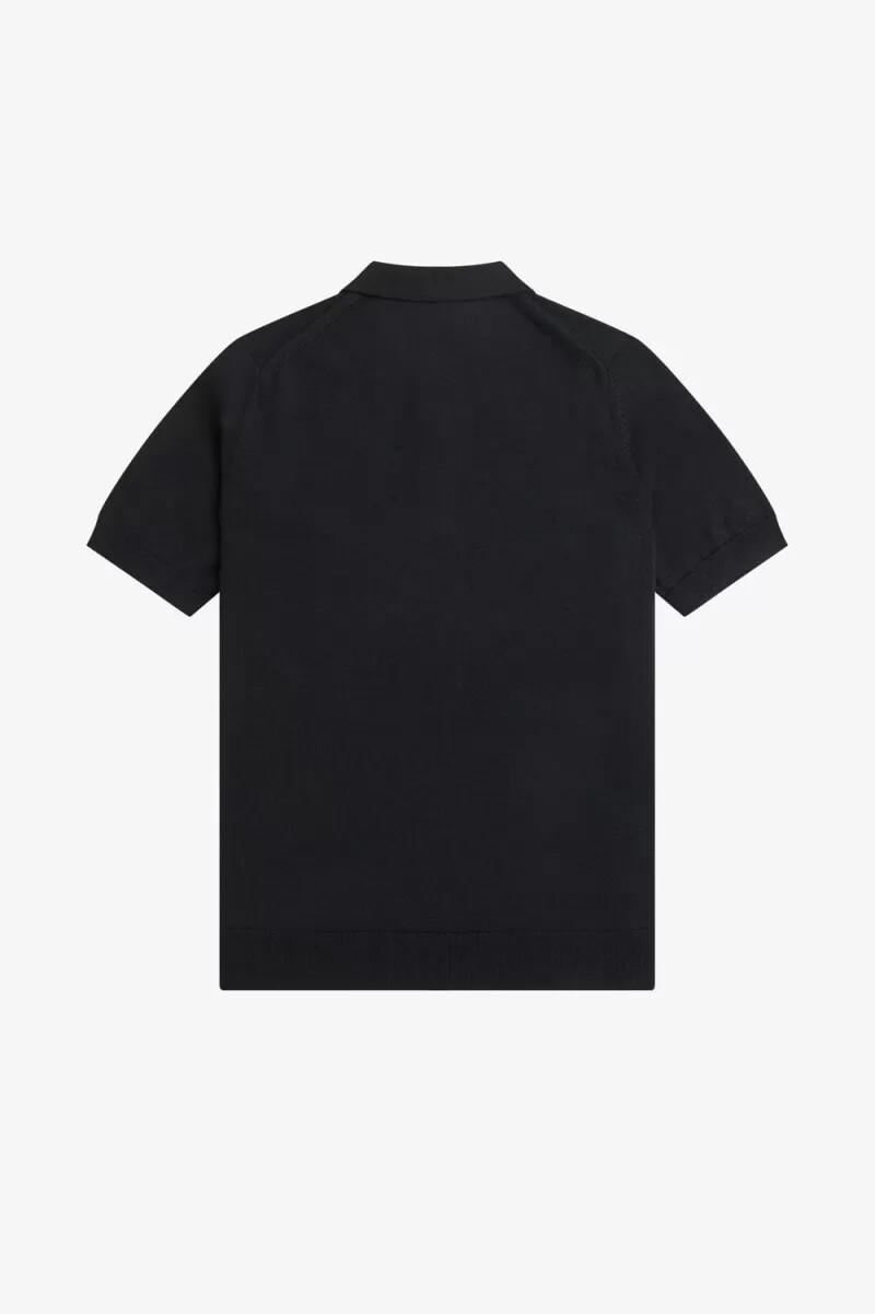 camisa clásica de punto fred perry para hombre color negro