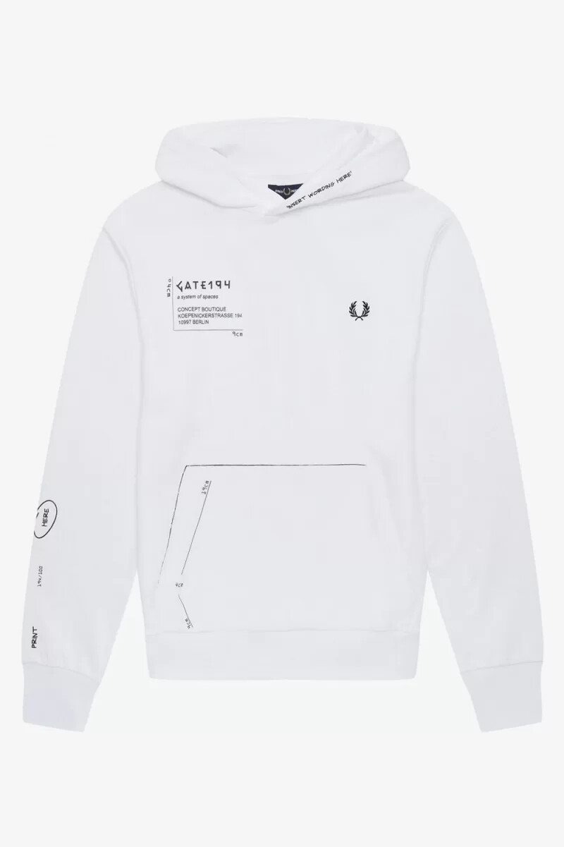 sudadera con capucha estampada fred perry para hombre color blanco
