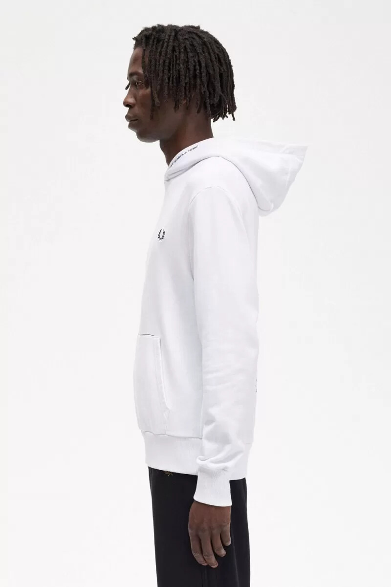 sudadera con capucha estampada fred perry para hombre color blanco
