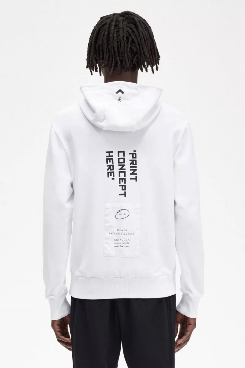 sudadera con capucha estampada fred perry para hombre color blanco