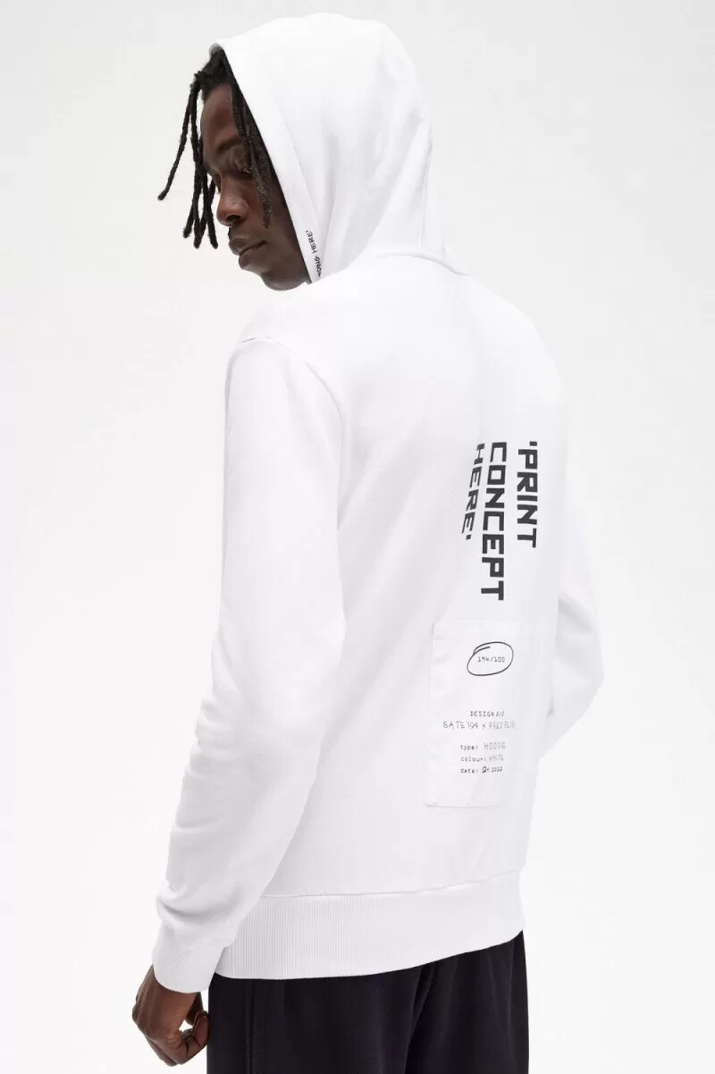 sudadera con capucha estampada fred perry para hombre color blanco