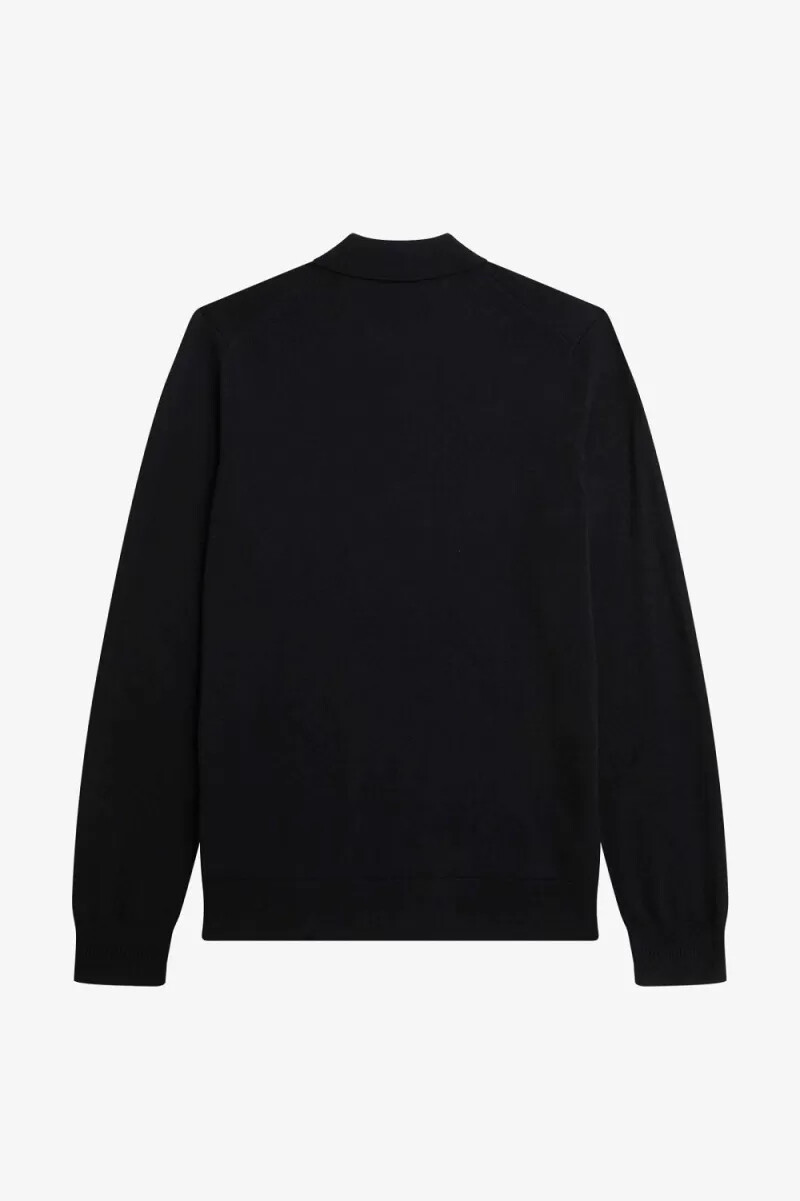 camisa de punto de manga larga fred perry para hombre negra