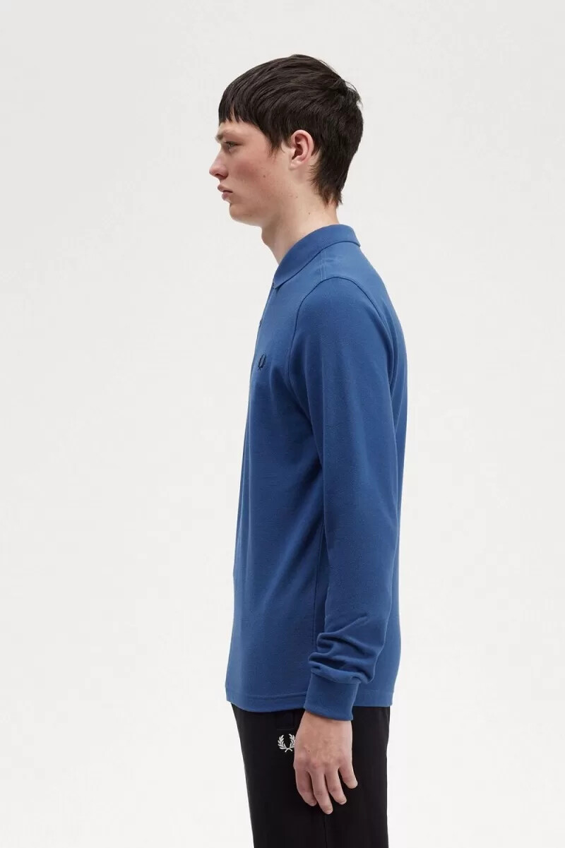 camisa fred perry m6006 para hombre azul medianoche