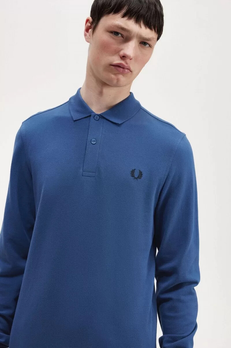 camisa fred perry m6006 para hombre azul medianoche