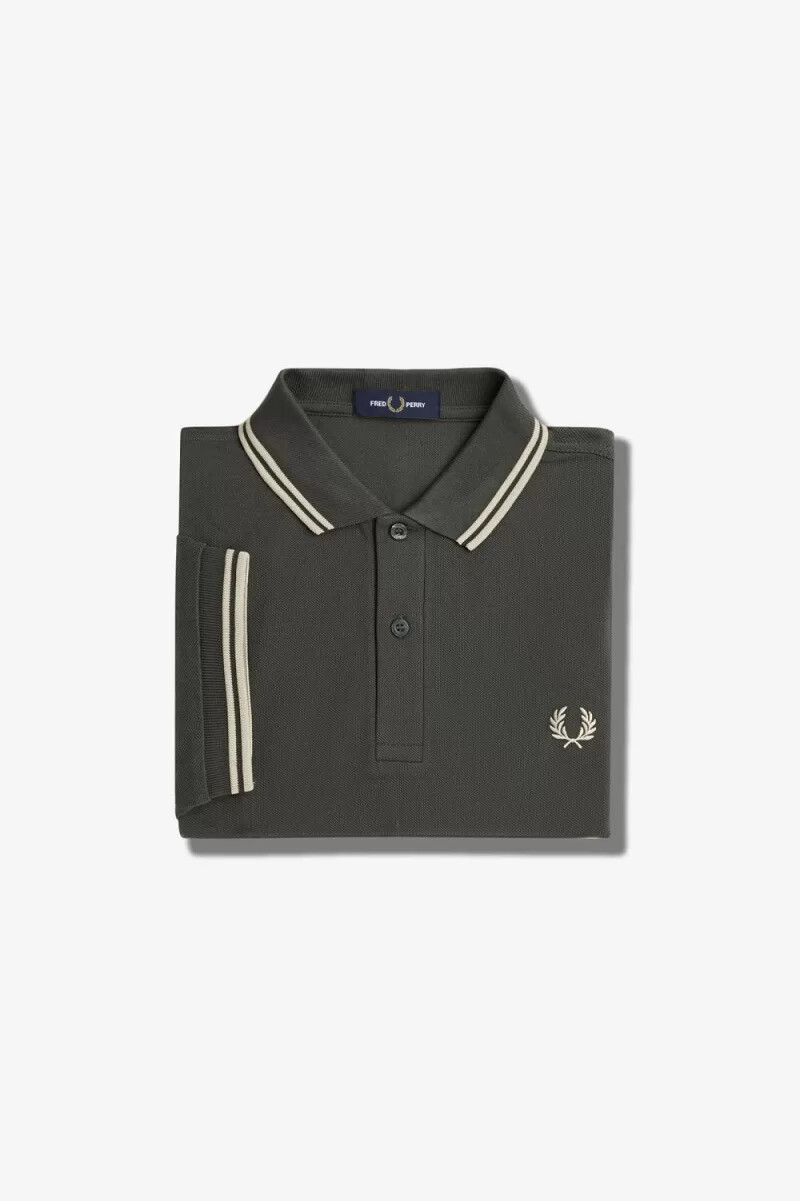 camisa fred perry m3600 para hombre color verde campo avena