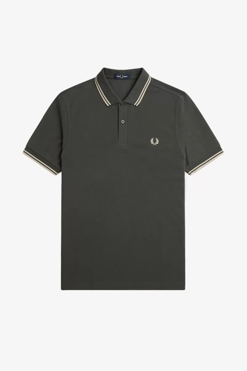 camisa fred perry m3600 para hombre color verde campo avena