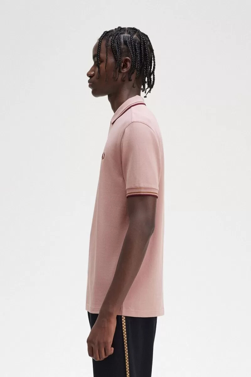 camisa fred perry m3600 para hombre color rosa polvoriento rosa marrón rojo vino