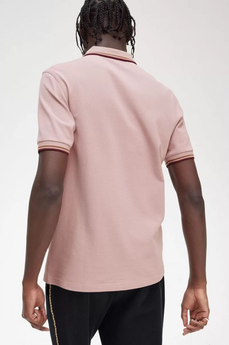 camisa fred perry m3600 para hombre color rosa polvoriento rosa marrón rojo vino