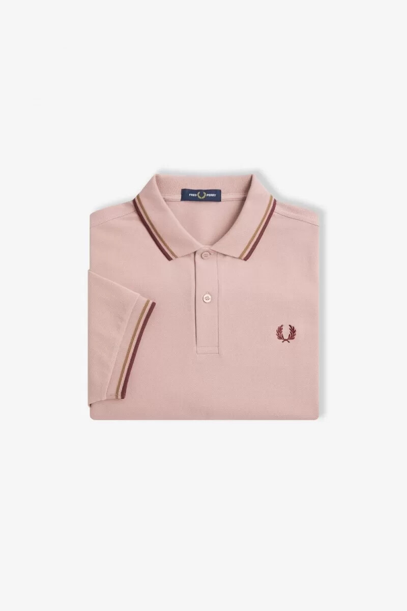 camisa fred perry m3600 para hombre color rosa polvoriento rosa marrón rojo vino