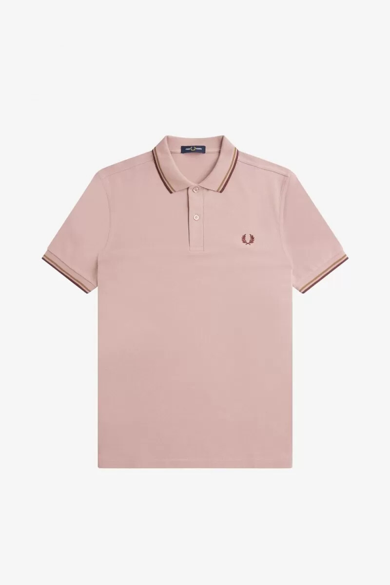 camisa fred perry m3600 para hombre color rosa polvoriento rosa marrón rojo vino
