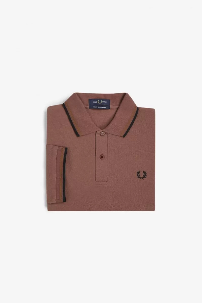 camisa fred perry m12 para hombre color marrón whisky café oscuro y negro