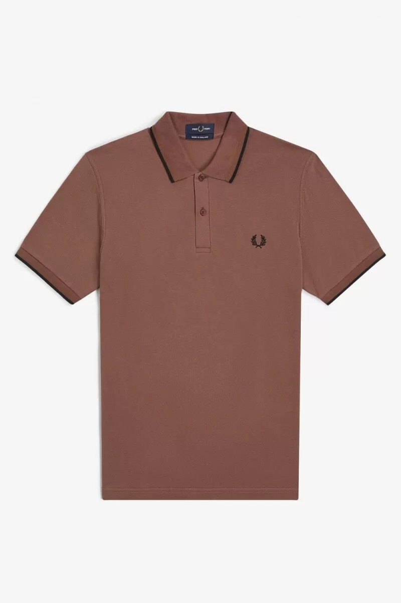 camisa fred perry m12 para hombre color marrón whisky café oscuro y negro