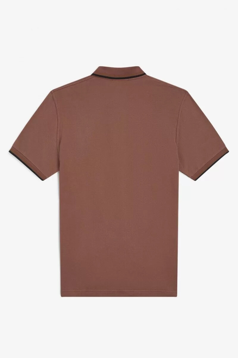 camisa fred perry m12 para hombre color marrón whisky café oscuro y negro