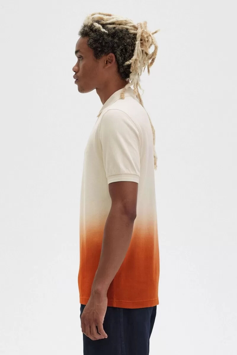 camisa fred perry ombre para hombre en tono melocotón sedoso