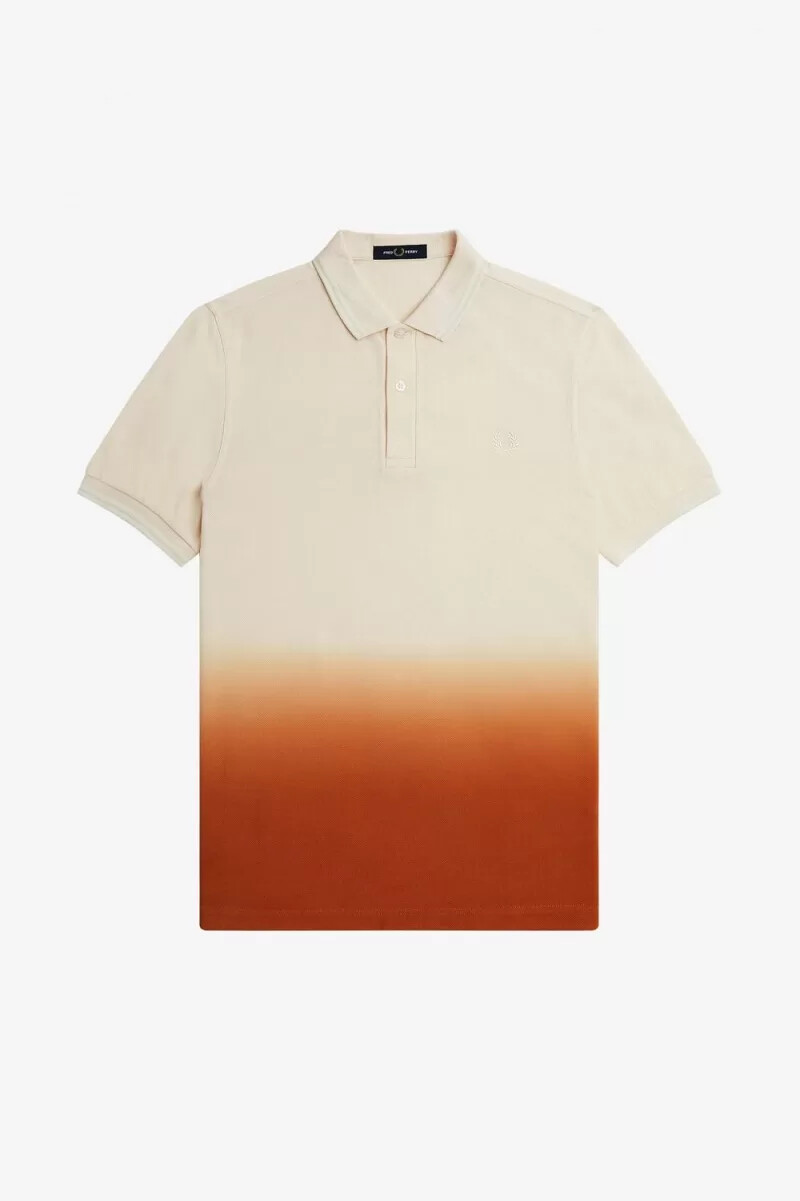 camisa fred perry ombre para hombre en tono melocotón sedoso