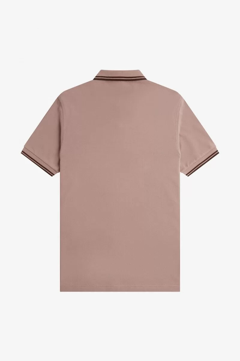 camisa fred perry m3600 para hombre color rosa oscuro y tabaco quemado