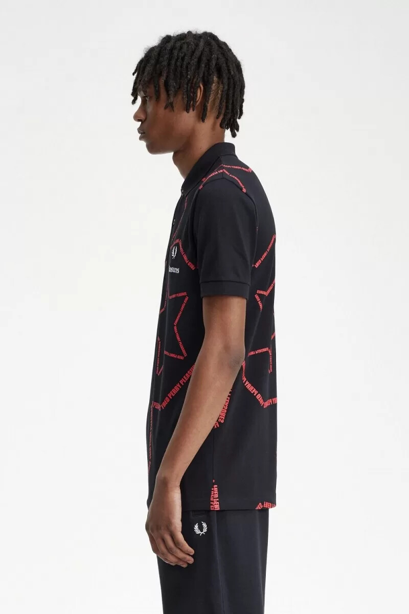 camisa fred perry star para hombre negra