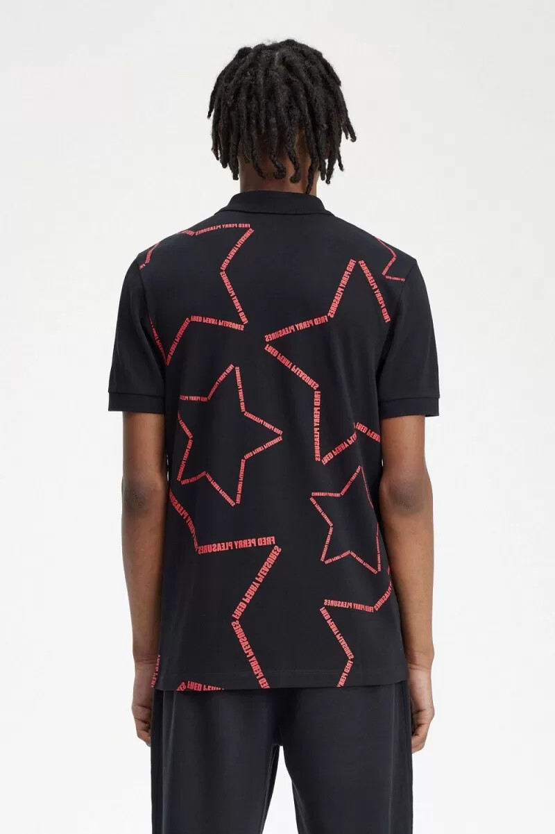 camisa fred perry star para hombre negra