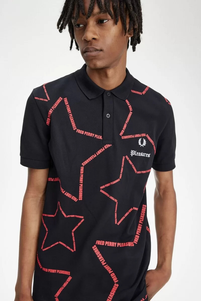 camisa fred perry star para hombre negra