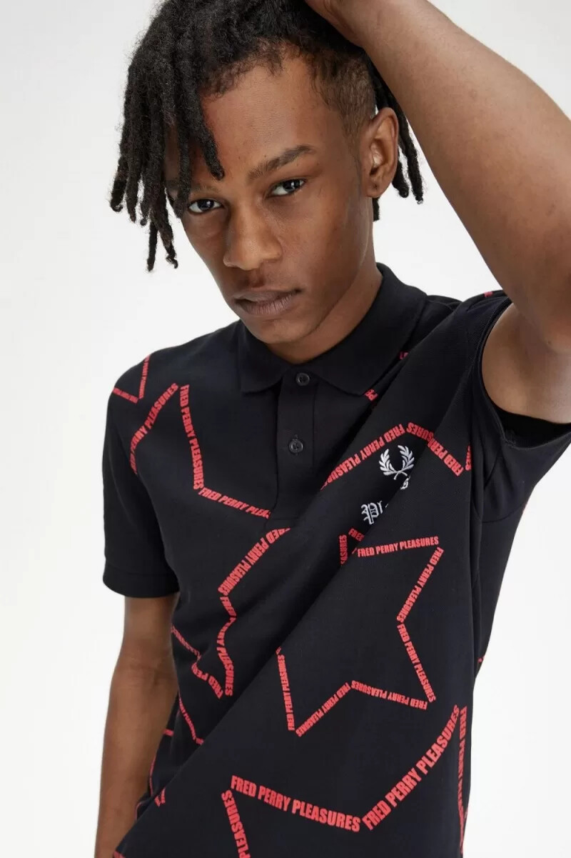 camisa fred perry star para hombre negra