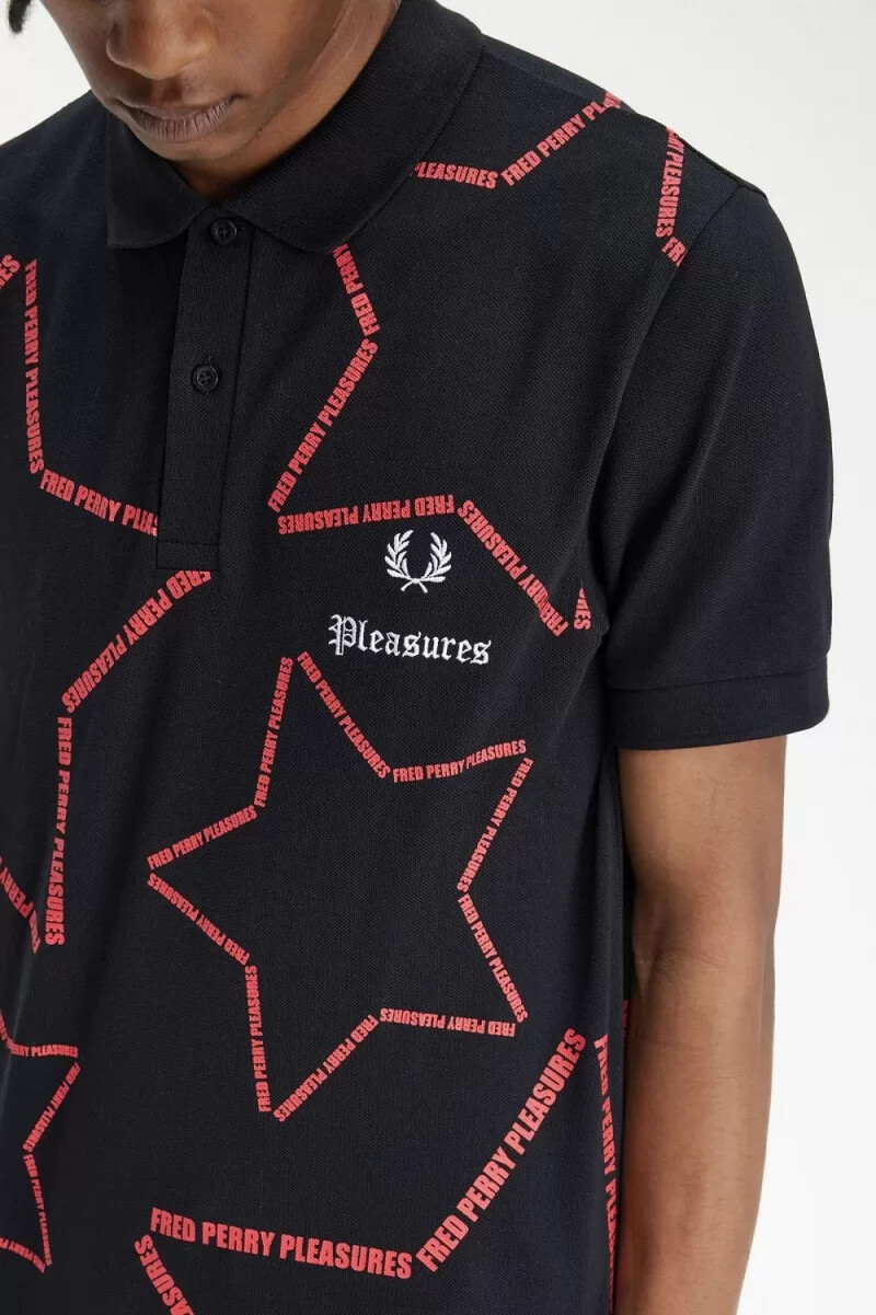 camisa fred perry star para hombre negra