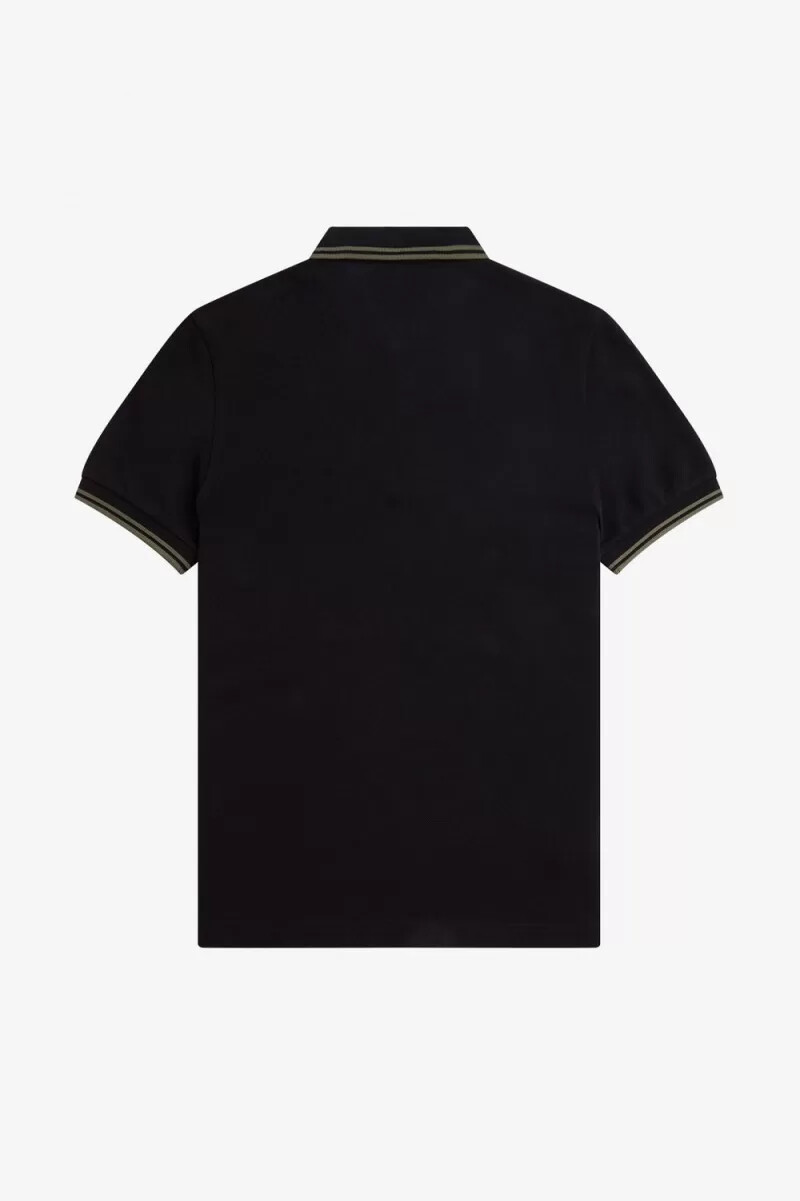 camisa fred perry m3600 para hombre color negro y verde campo