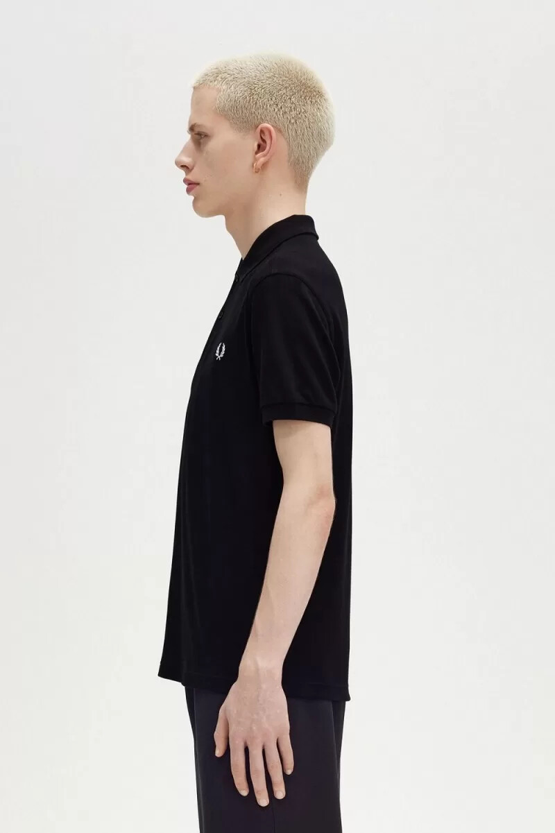 camisa fred perry m6000 para hombre negra y blanca nieve