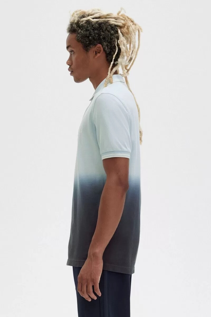 camisa fred perry ombre para hombre en color aguamarina claro