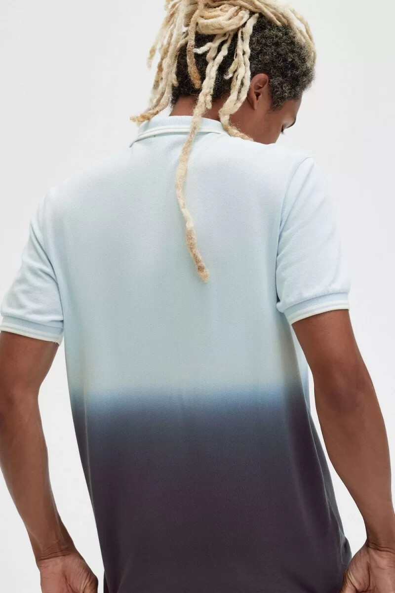 camisa fred perry ombre para hombre en color aguamarina claro