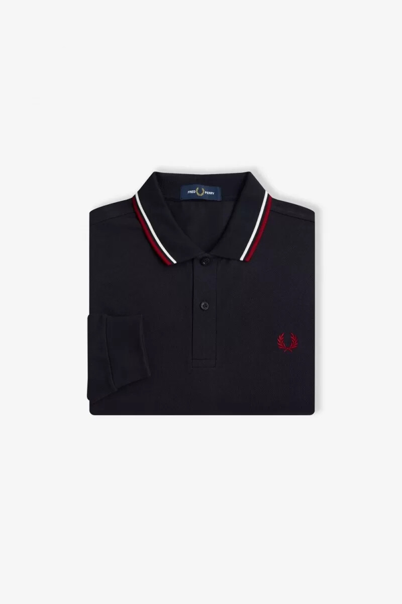 camisa fred perry m3636 para hombre azul marino blanco nieve rojo quemado