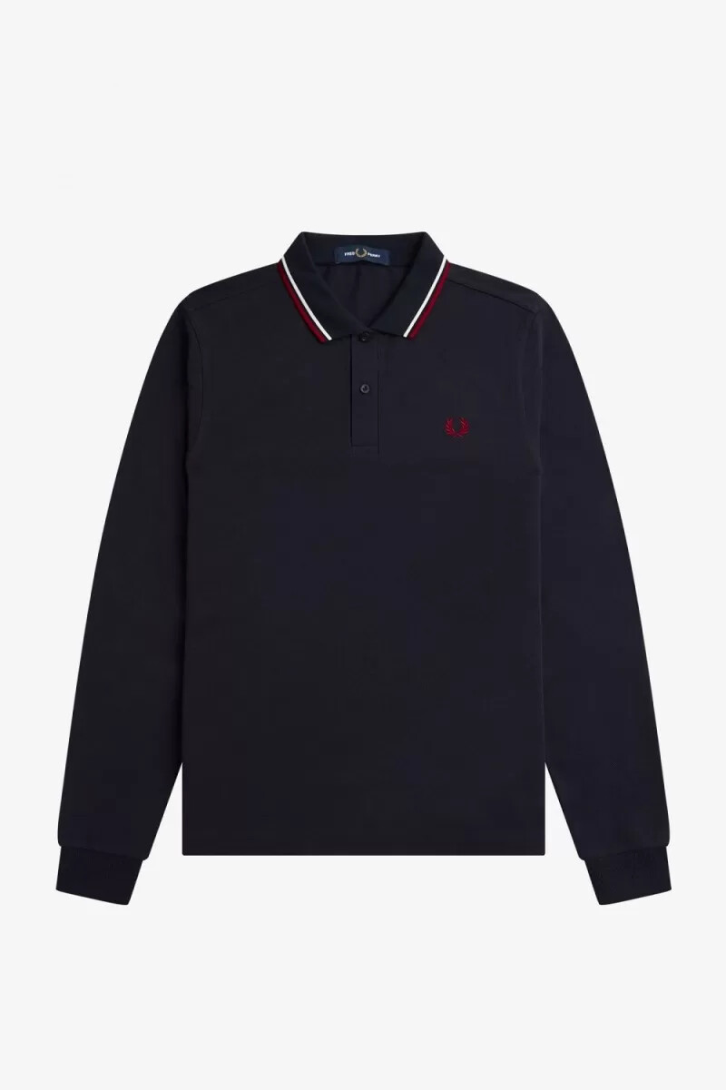 camisa fred perry m3636 para hombre azul marino blanco nieve rojo quemado