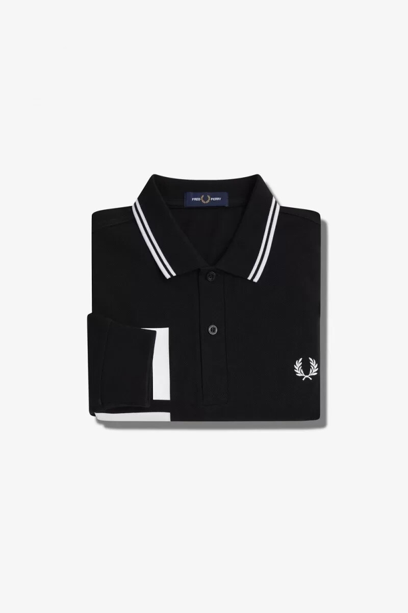 camisa de manga larga con gráfico llamativo de fred perry para hombre color negro