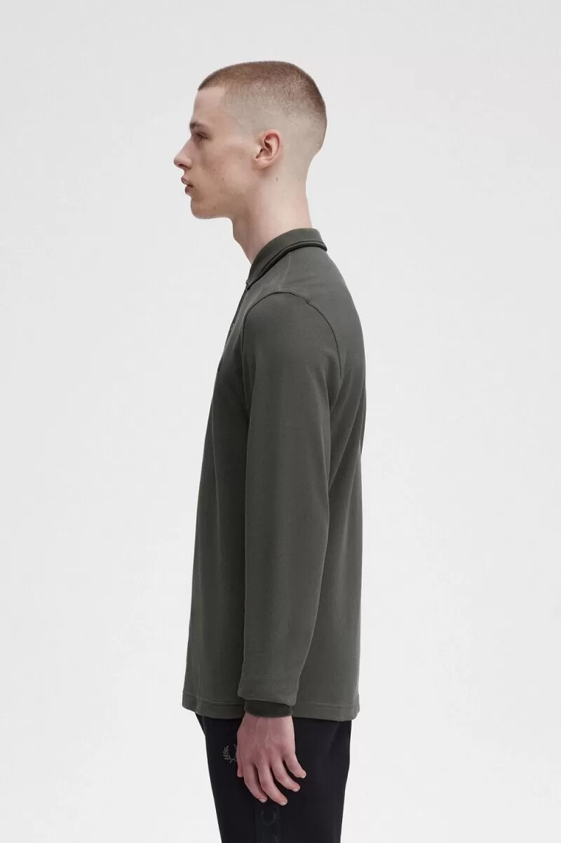 camisa fred perry m3636 para hombre verde campo y negro