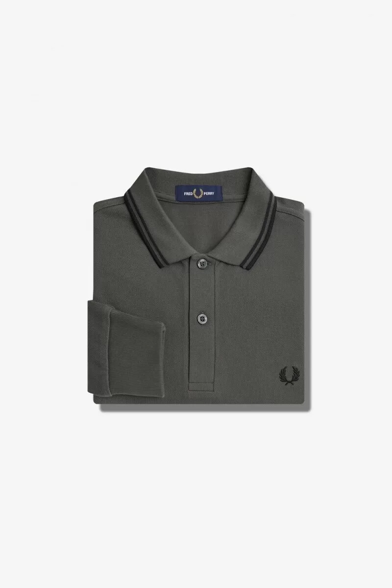camisa fred perry m3636 para hombre verde campo y negro