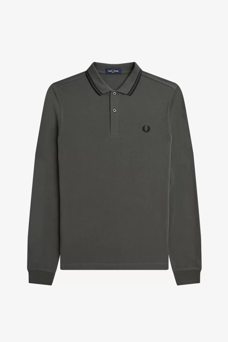 camisa fred perry m3636 para hombre verde campo y negro