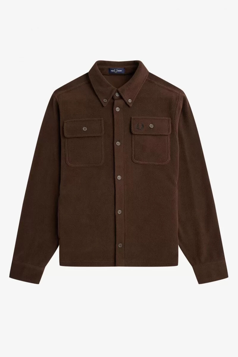 camisa de polar fred perry para hombre en color tabaco quemado